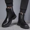 Fashion England style men boots black stylish original leather shoes cowboy autumn winter boot handsome platform high motorcycle botas