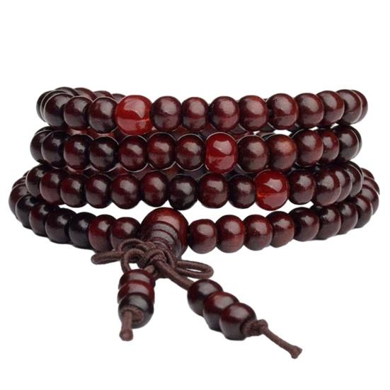 Bracelet Wooden Bead Bracelet Stress Relief Fake Sandalwood Buddhist Buddha 4-Layer Wrist Chain Men Women Bracelet Bangles