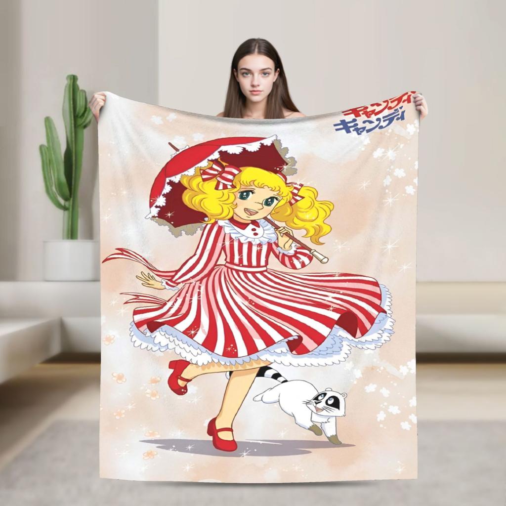Candy Candy Anime Cartoon Fuzzy Blanket  Awesome Throw Blankets for Home 150*125cm Bedspread