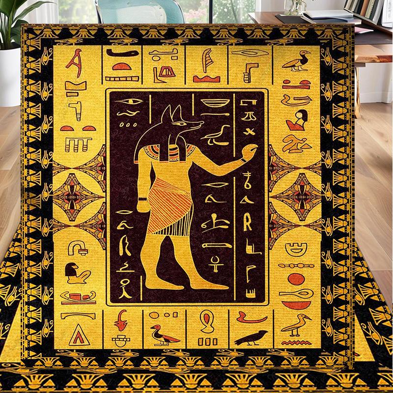 Ancient Egyptian Hieroglyphics Office Rug Chair Mat, Entryway Carpet, Suitable for Front Door, Bedroom, Living Room, Desk, Holiday Gift