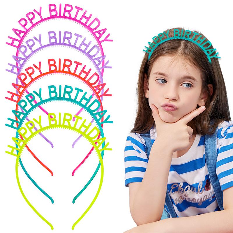 1 шт., новая флуоресцентная повязка для волос, светящаяся в темноте, повязка на голову с надписью «С Днем Рождения», светящаяся повязка на голову