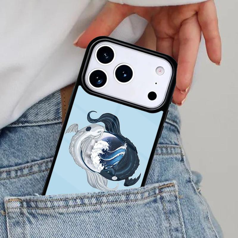 Чехол для телефона с изображением рыбок Кои Инь-Ян для iPhone 17ProMax 12 13 14 15 16e 17 Pro Max Plus Air Cover