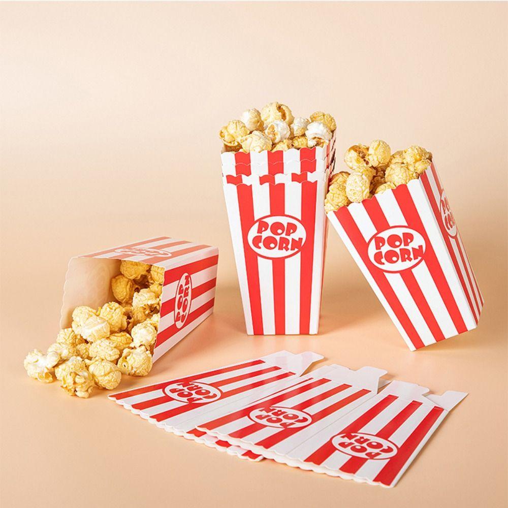 12pcs Folding Paper Popcorn Striped Bags DIY Gifts Snack Containers Popcorn Paper Boxes  Baby Shower