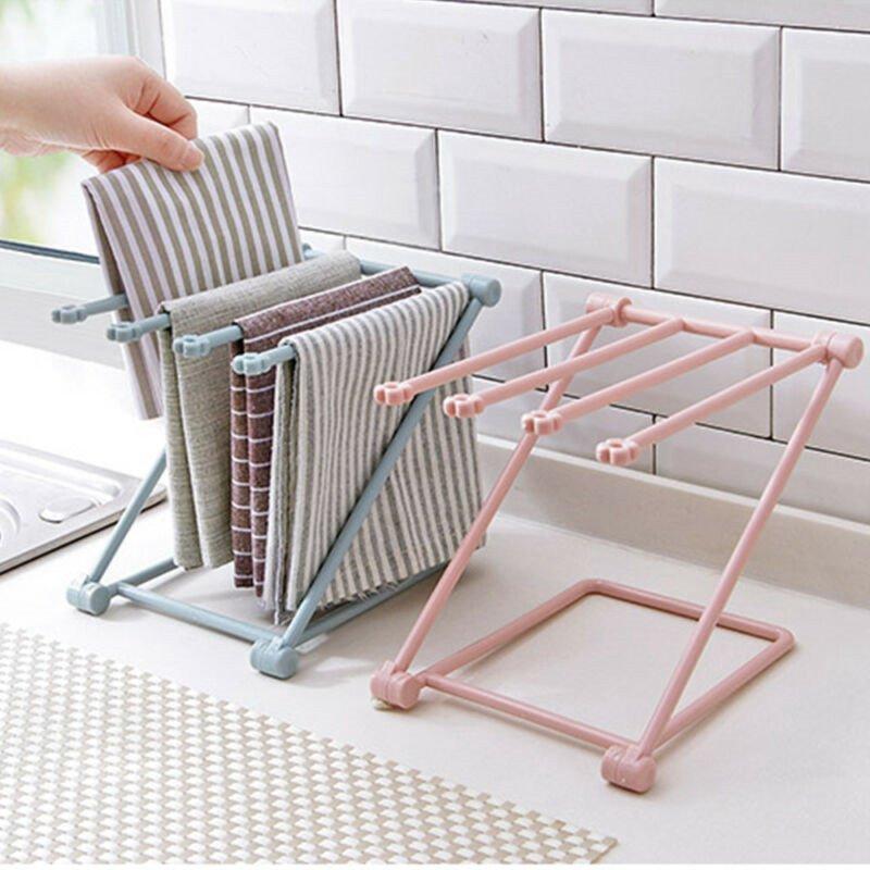 Складная пластиковая вешалка для полотенец, кухонная мойка, не требующая перфорации, сушилка для полотенец, полка для хранения на кухне
