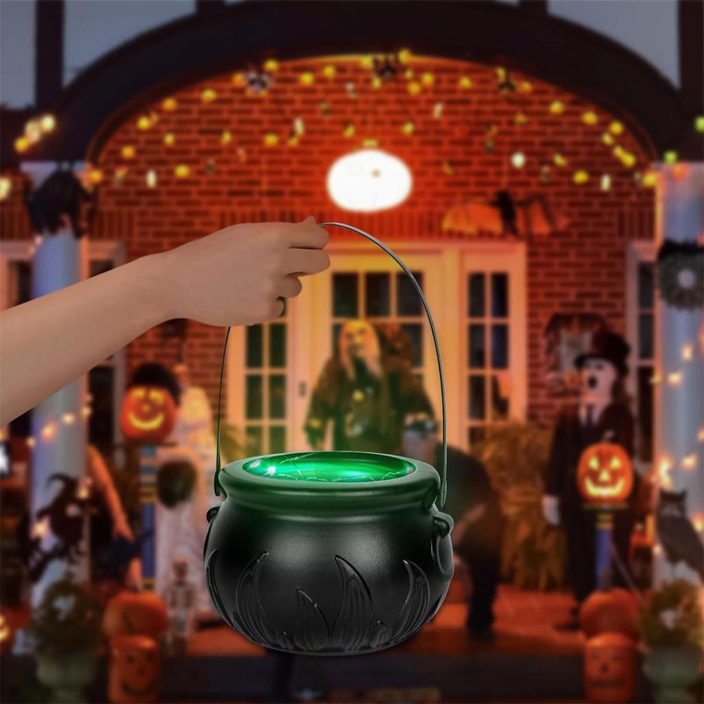 Halloween Witch Cauldron Metal Candy Bucket Container Tabletop Decoration For Spooky Party Centerpiece And Home