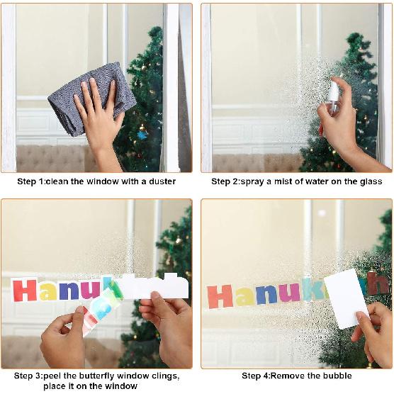Outus 84 Pcs Hanukkah Window Clings Menorah and Star of Window Decals Je Chanukah Decorations Vinyl Cling Decor for Window Sliding Glass Doors