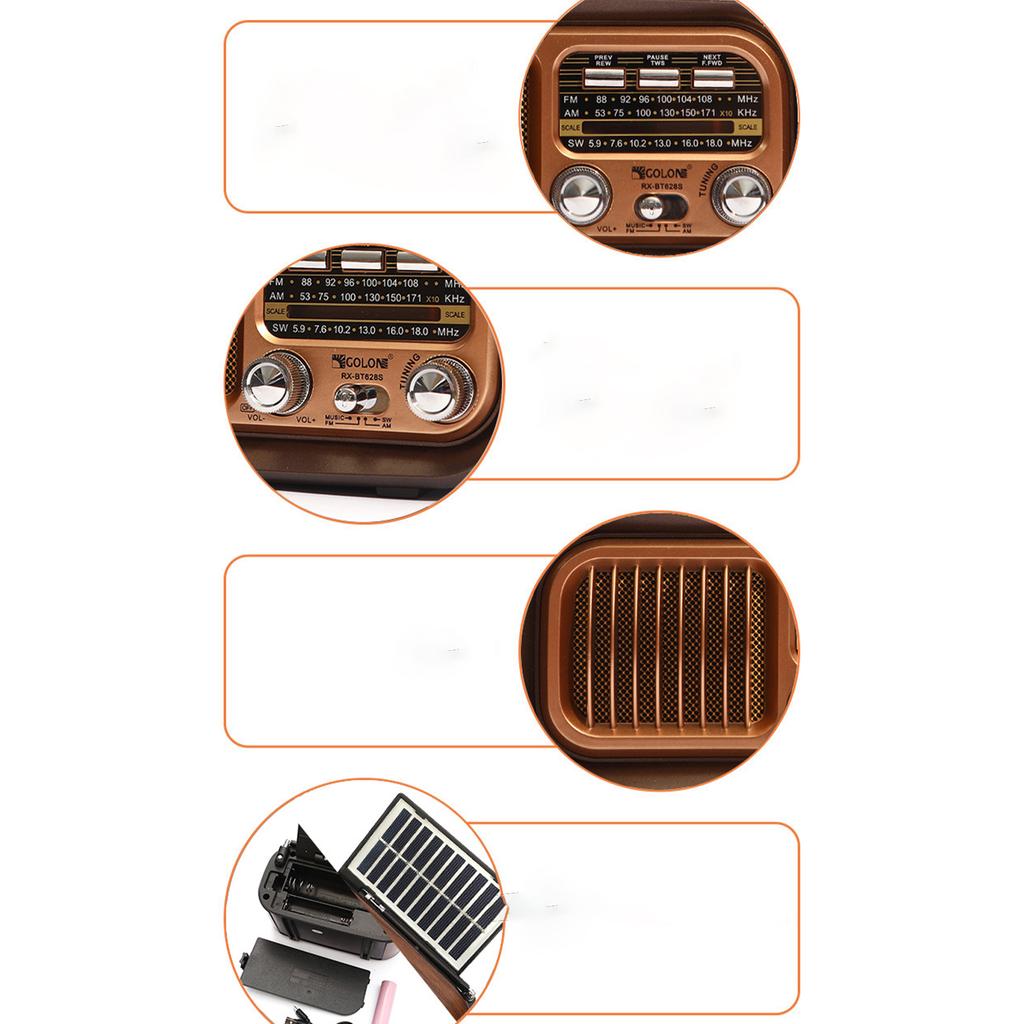 Винтажные солнечные портативные многофункциональные трехдиапазонные радиокарты с радио Bluetooth-динамиками