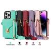 Кожаный кошелек через плечо, вертикальная сумка для карт, чехол для Iphone 14 13 12 Mini 11 Pro X Xs Max Xr 8 7 Plus Se 2020, чехол для кошелька на молнии