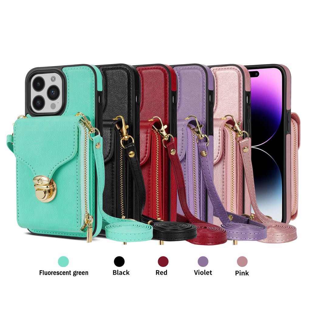 Кожаный кошелек через плечо, вертикальная сумка для карт, чехол для Iphone 14 13 12 Mini 11 Pro X Xs Max Xr 8 7 Plus Se 2020, чехол для кошелька на молнии