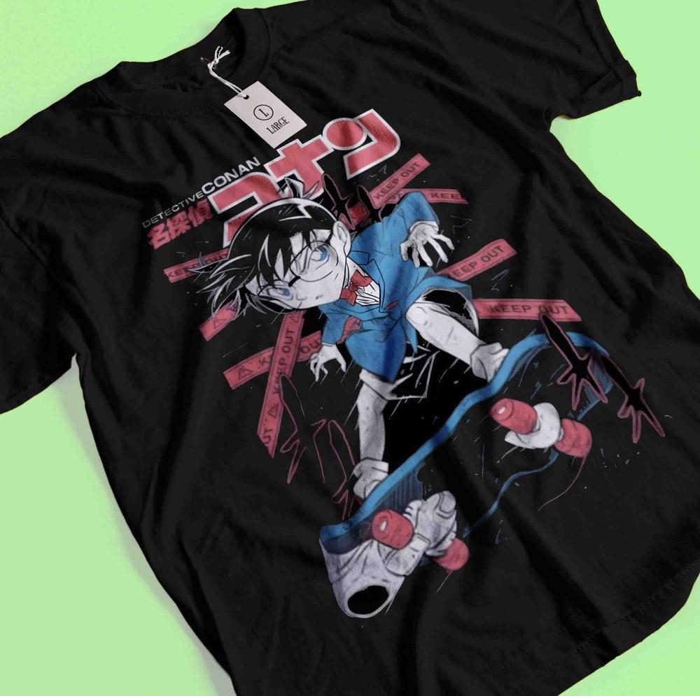 Detective Conan T-Shirt Case Closed Shirt Gin Akai Tee Vermouth Ran Black Tshirt