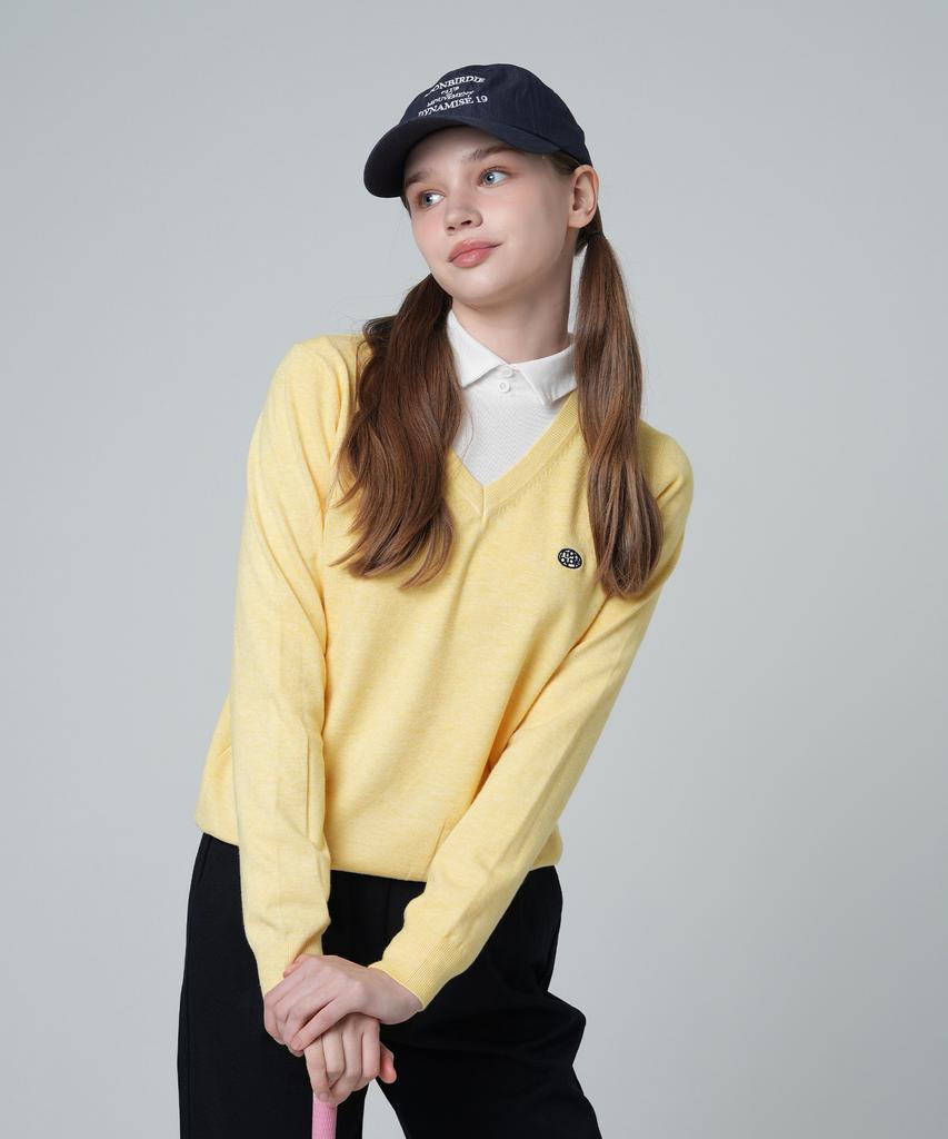 MONBIRDIE GOLF Mark Basic V-Neck Knit Yellow