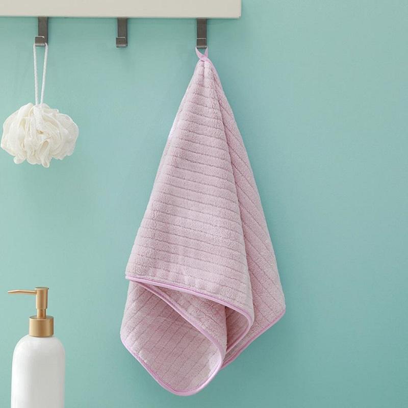 Полотенца для лица из кораллового флиса, полосатые мягкие мочалки для взрослых, впитывающие полотенца для рук, салфетка для умывальника, полотенца для ванной комнаты, 14*29 дюймов