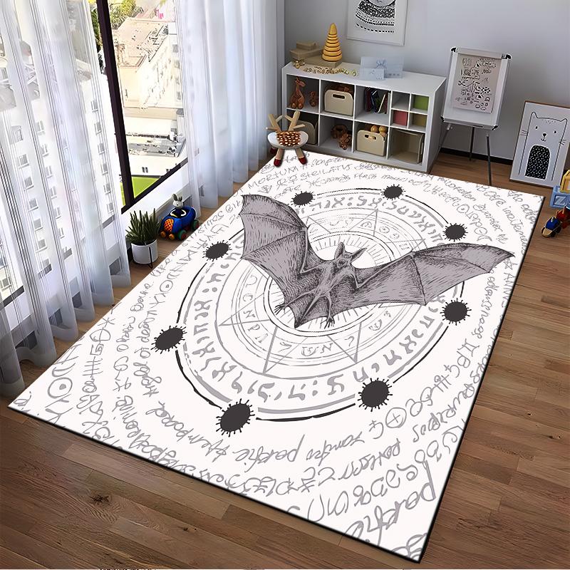 Mystical Bat and Symbols Rug Non-slip rug suitable for living room and bedroom sofas