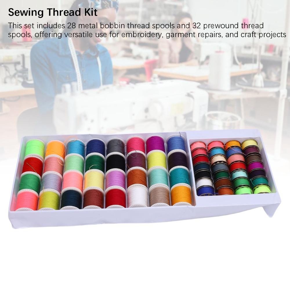60pcs Multi Color Sewing Thread Kit Polyester Thread Mini Bobbins For Hand & Machine Sewing