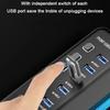 U307 7-Port USB 3.0 Hub Splitter Without LED Lights with Individual On/Off Switches for PC/Smart TV