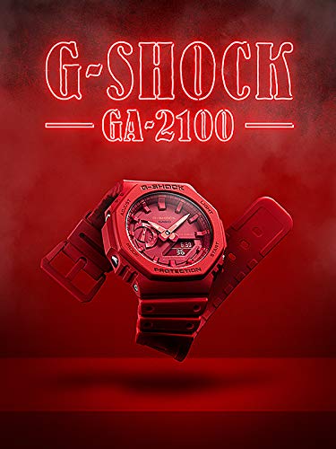Casio Мужские аналогово-цифровые часы G-SHOCK Casio Oak для активного отдыха и спорта, красные, GA-2100-4A [Параллельный импорт]