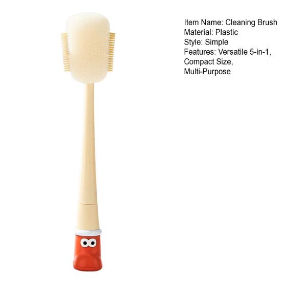 Набор гибких силиконовых щеток для бутылок 360 градусов 5-в-1 Многофункциональный набор для чистки с мягкой жесткой щетиной Портативный очиститель крышек для чашек
