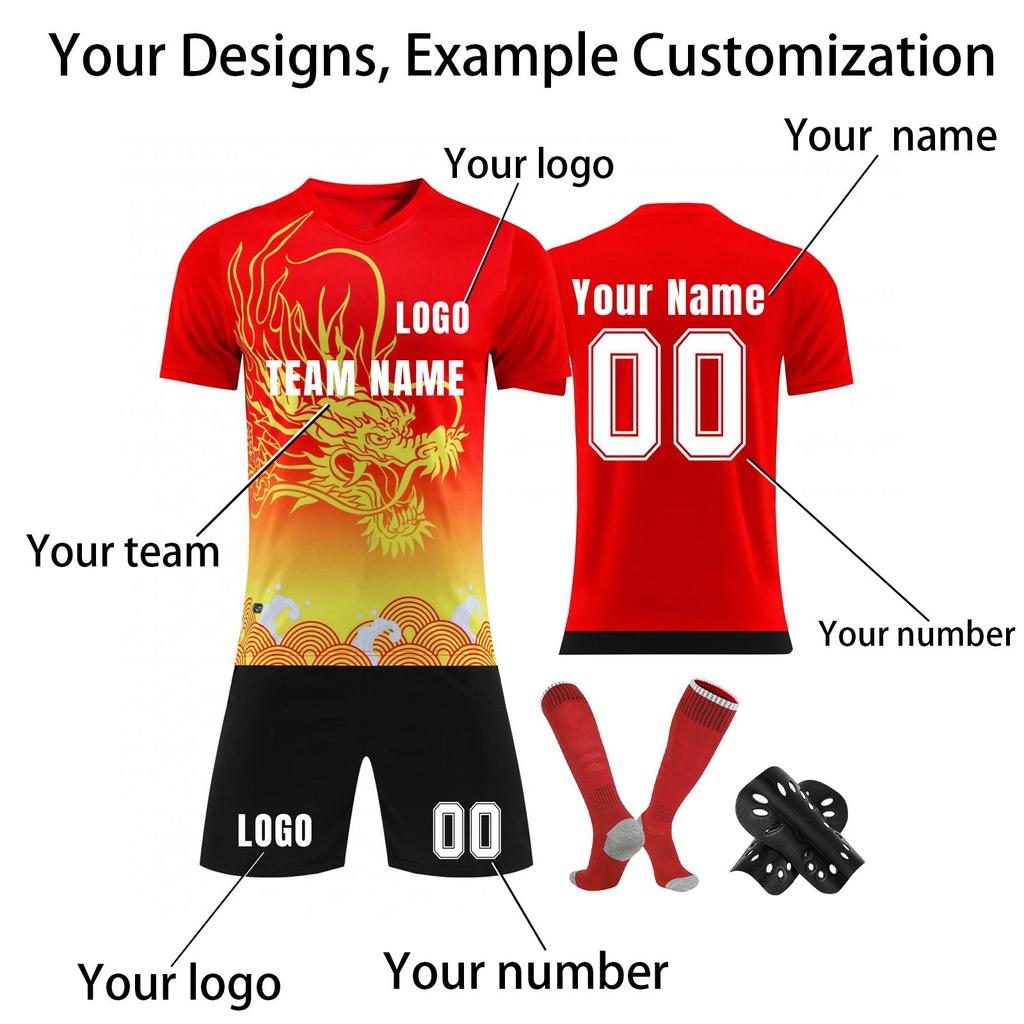 Personalised Shirts Kit Mens Girls With Name Number Custom Football Jerseys For Boys Training Suit