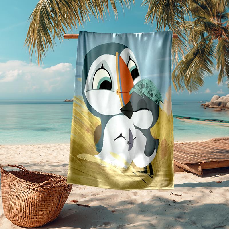 Ultra-Soft Beach Towel with puffin rock Theme,Ideal for Pool - Camping, Diving - Perfect Travel Essential, Vibrant Beach Towel.