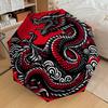 1pc Red Dragon Circular Illustration Umbrella with Plastic Handle,Suitable for All Seasons Home Travel Outdoor UmbrellaDD1342