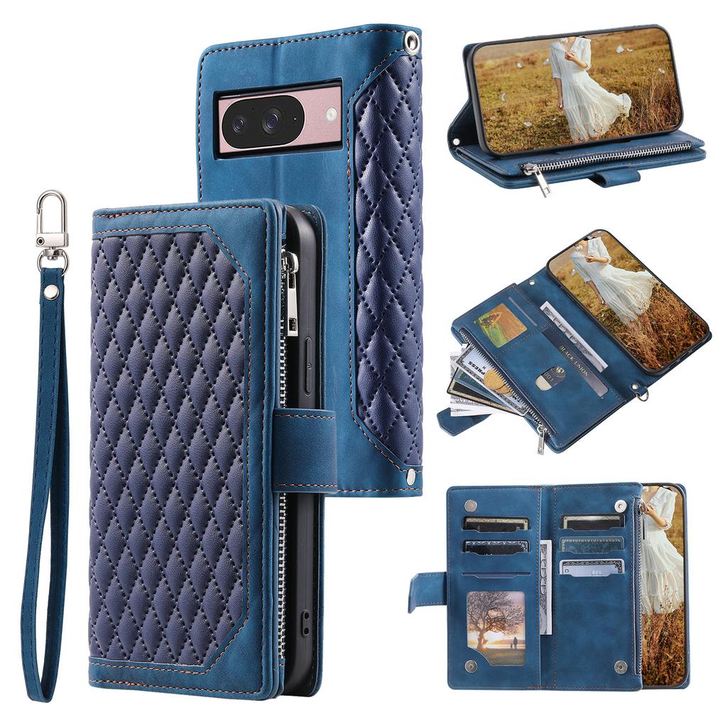 Style 005 For Google Pixel 9/9 Pro Wallet Case Rhombus PU Leather Zipper Phone Cover
