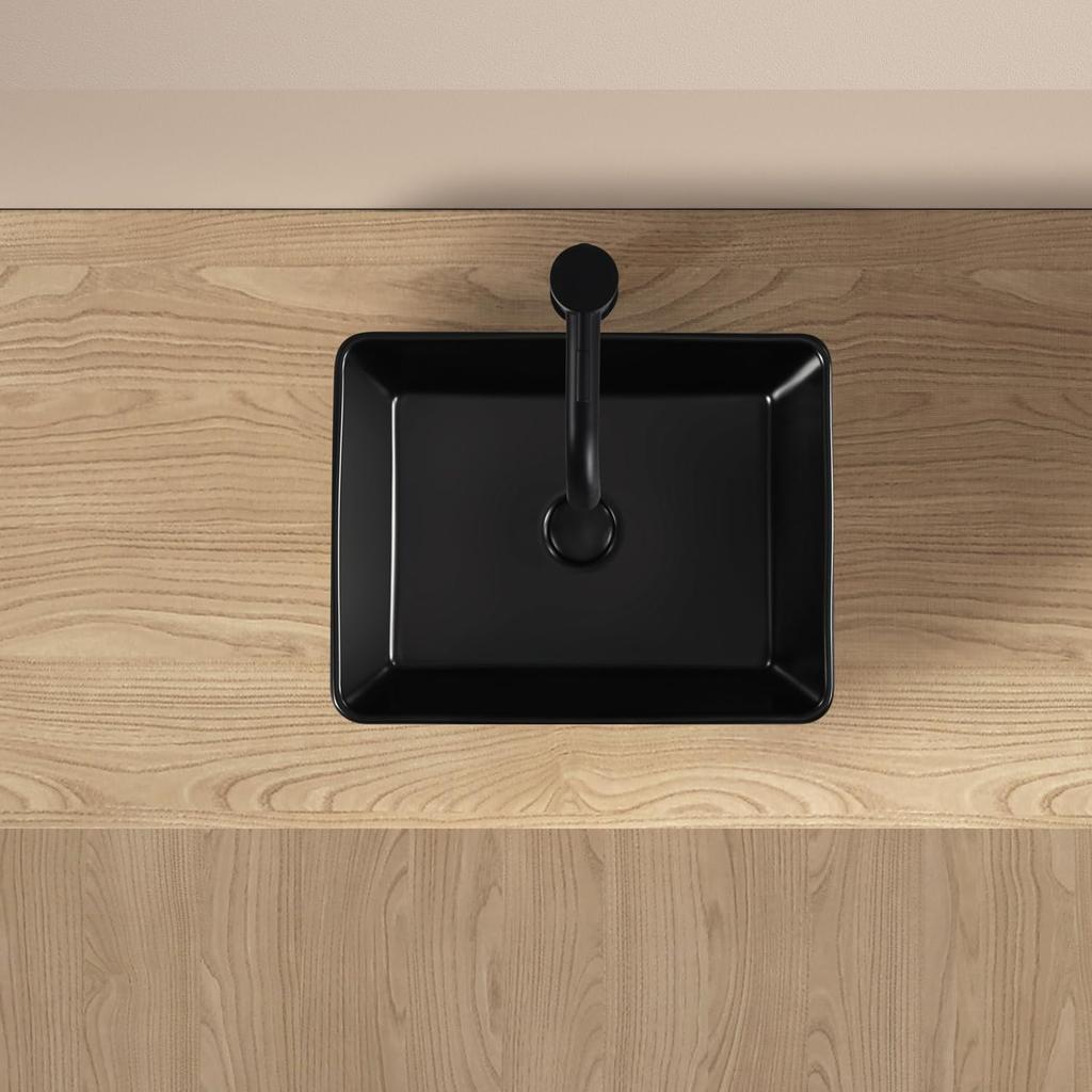 С эксклюзивным сливом JOMOWN Отдельно стоящая керамическая раковина для мытья рук [В комплекте] Раковина, черная, Чаша, Стильная, Маленькая, Раковина,