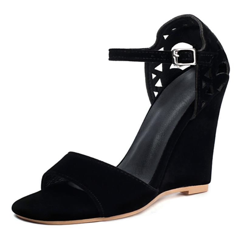 Fashion Red Wedges Sandals for Women Summer Shoes 2025 New Black Wedge High Heels Footwear Dance Shoes Female Large Size 46
