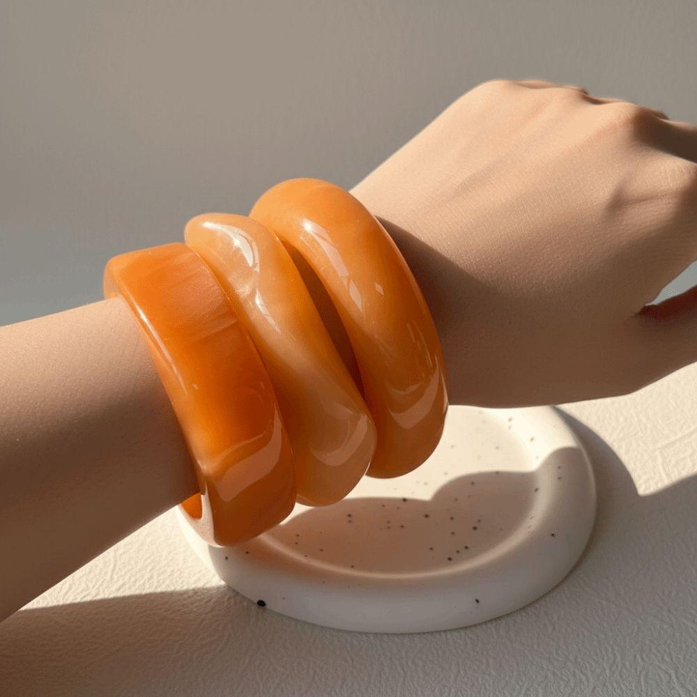 Gradient Acrylic Bracelets Marbled Chunky Cuffs Wrist Jewelry Resin Bangles Daily Outfit