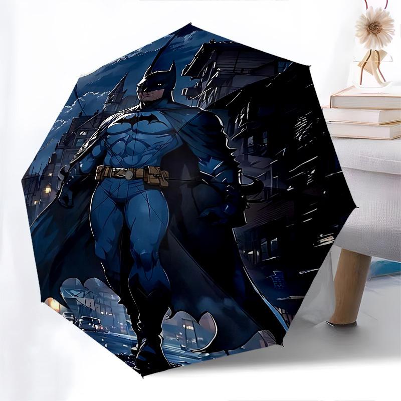 1pc Batman full moon Automatic Folding Umbrella - Compact 8-Rib Design, Durable Plastic & Iron1460L