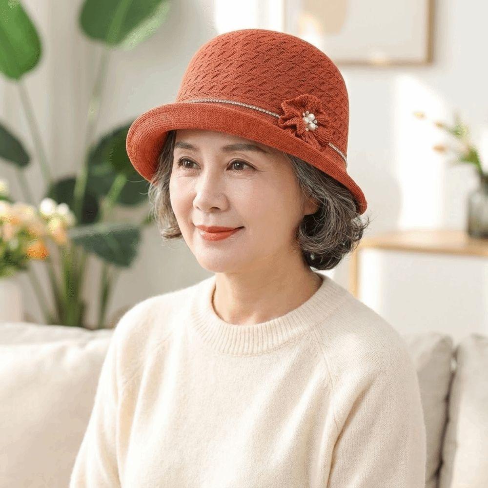 Elegant Middle-aged Mother Hat Polyester Bucket Hat Artistic Sun Hat Casual Streetwear