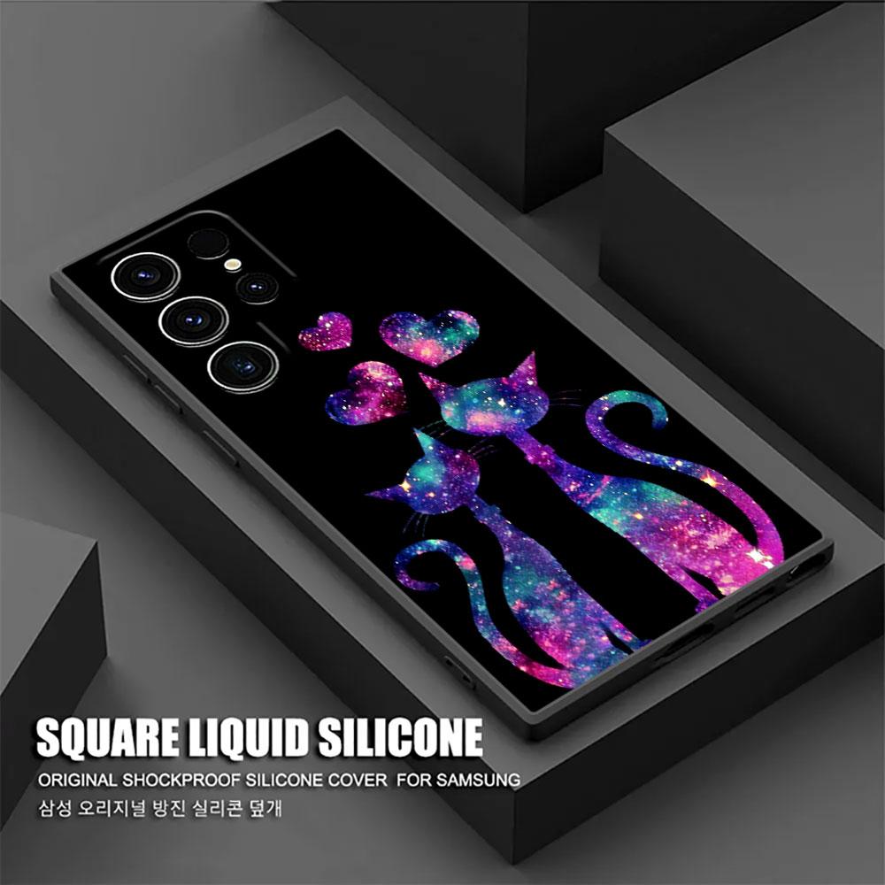 Забавный Милый Кот Лайн-арт Чехол S26Ultra Для Samsung Galaxy S26 S25 S24 S23 S20 S21 FE S22 Ultra S25 Plus 5G Чехлы Мягкая Защитная Крышка для Телефона