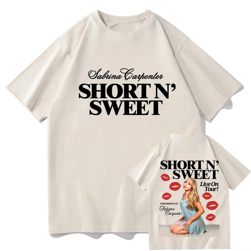 Сабрина Карпентер Short N Sweet Live On Tour 2024 Футболка Модная Унисекс Эстетика Ретро Футболка Нейтральная Повседневная Футболка