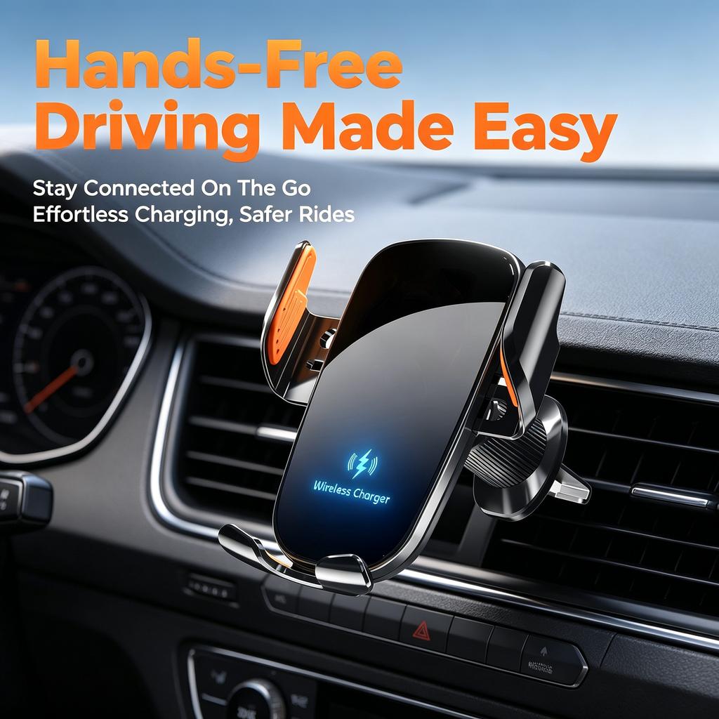 Soporte de teléfono para coche con carga inalámbrica automática y navegación