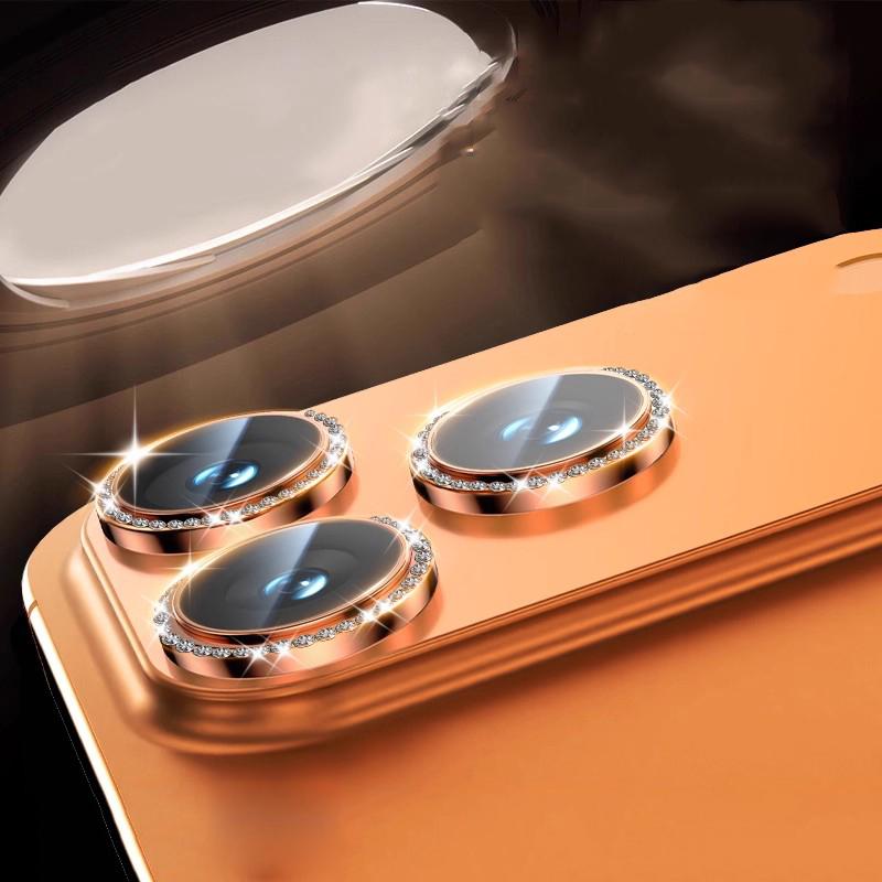 Подходит для iPhone 17 16 15 14 13 Pro Max Plus Air 16E Кристальная Защитная Пленка для Линзы Камеры со Вставками из Алмазов и Металлическим Кольцом