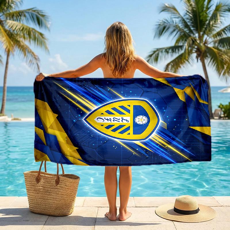 Пляжное полотенце Leeds United Football Мягкое из микрофибры Летнее полотенце Быстросохнущее Впитывающее полотенце для пляжа Бассейна Путешествий