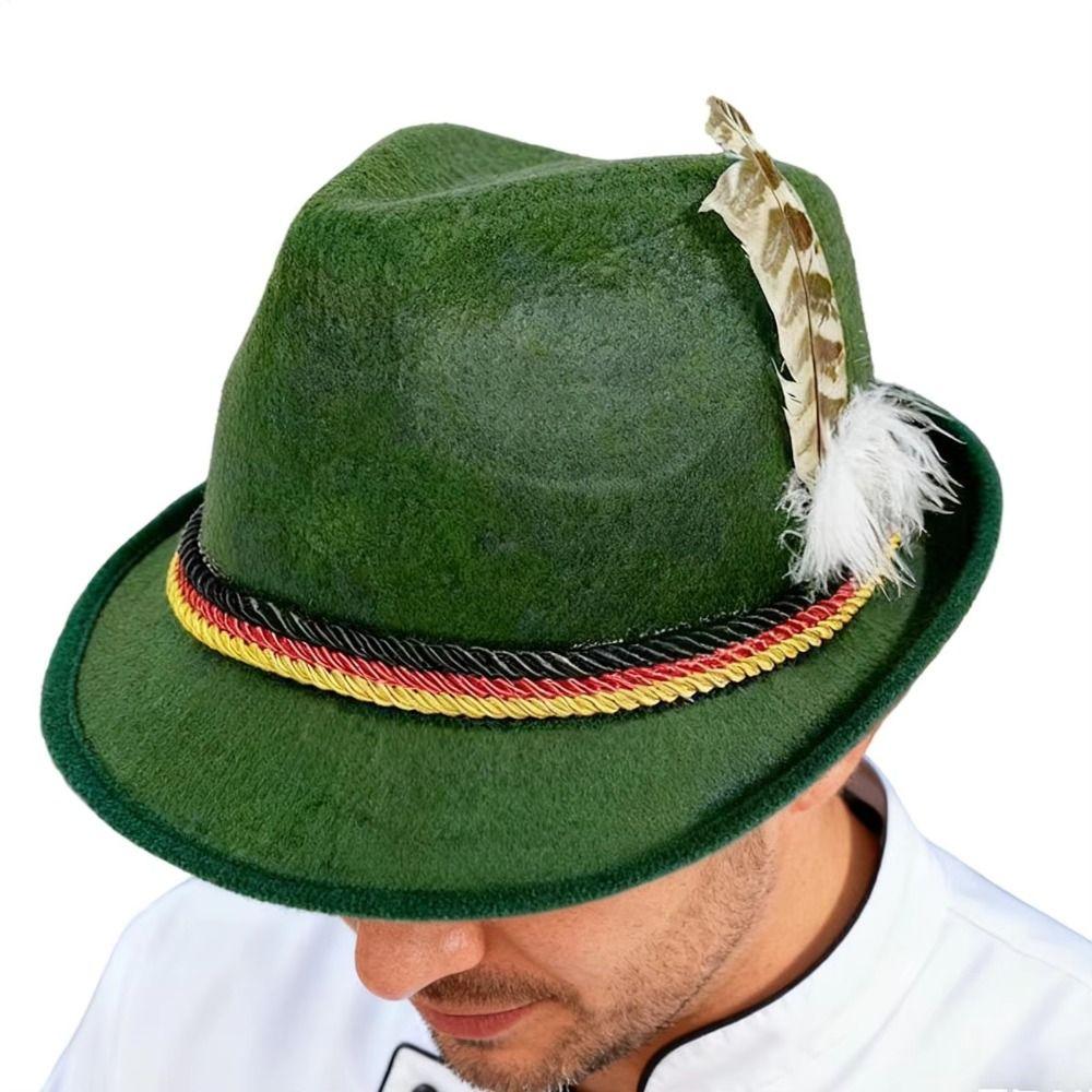 Bavarian Oktoberfest Hat Dress Up Costume Cosplay Cap Feather Decors Hat Party Photo Props