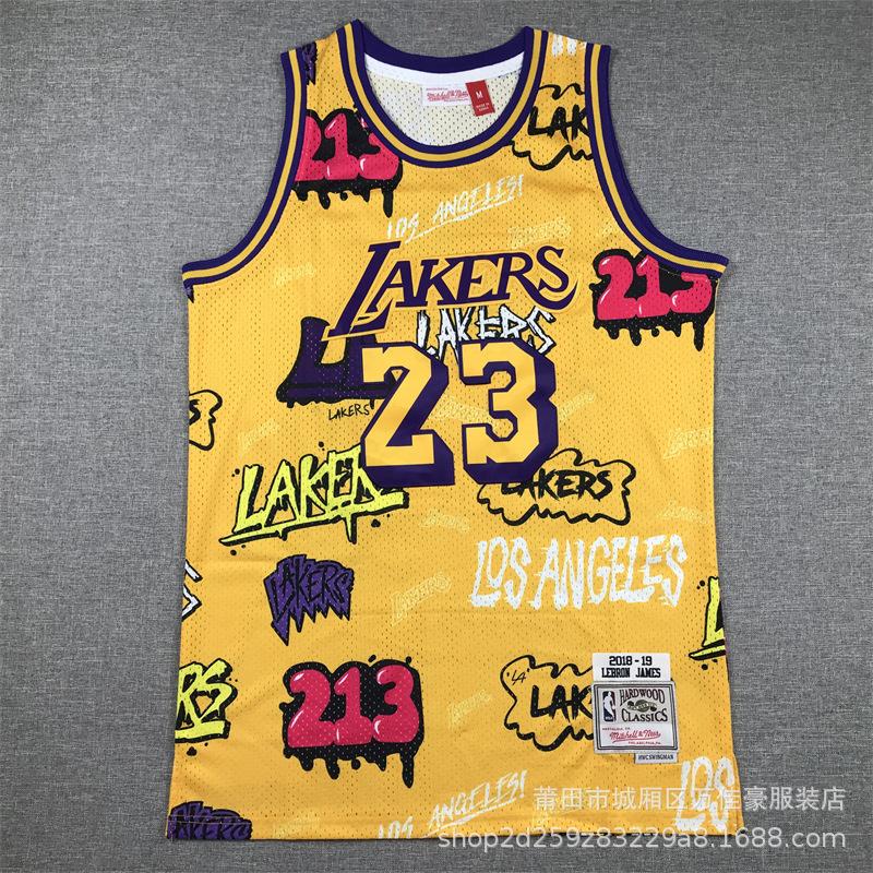 Американская майка Lakers Knicks Magic Специальная ретро-стиль тренд спортивная и повседневная граффити камуфляж баскетбольная майка мужская