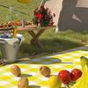 Yellow Gingham Picnic Blanket 200x200cm Waterproof and Damp Proof Foldable Mat