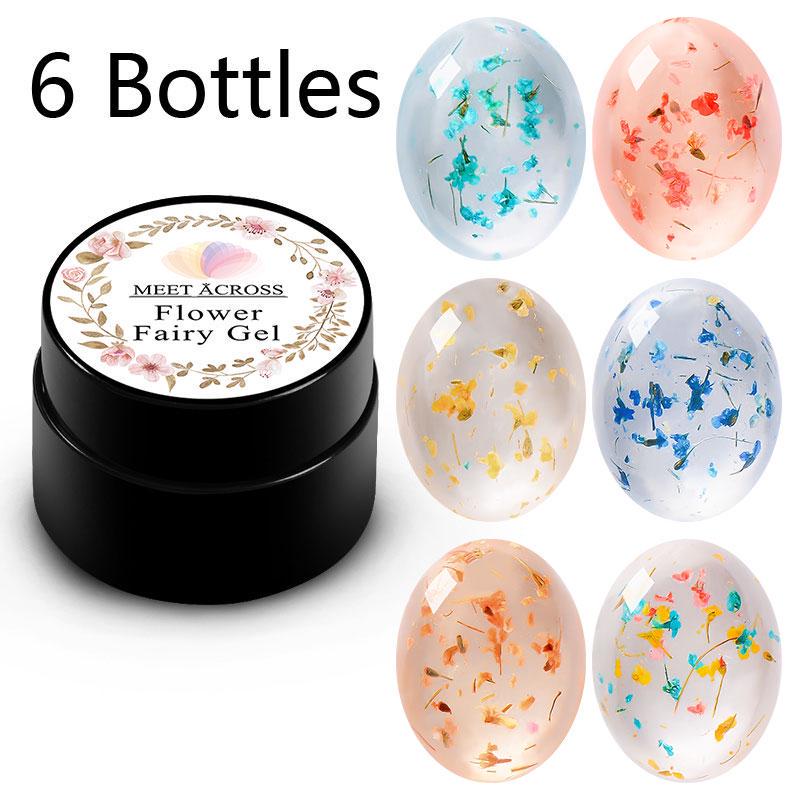 MEET ACROSS Цветочный УФ-гель Lucky Gel Paint Сушеные цветы 3D DIY Desgin Натуральный сказочный лак для ногтей
