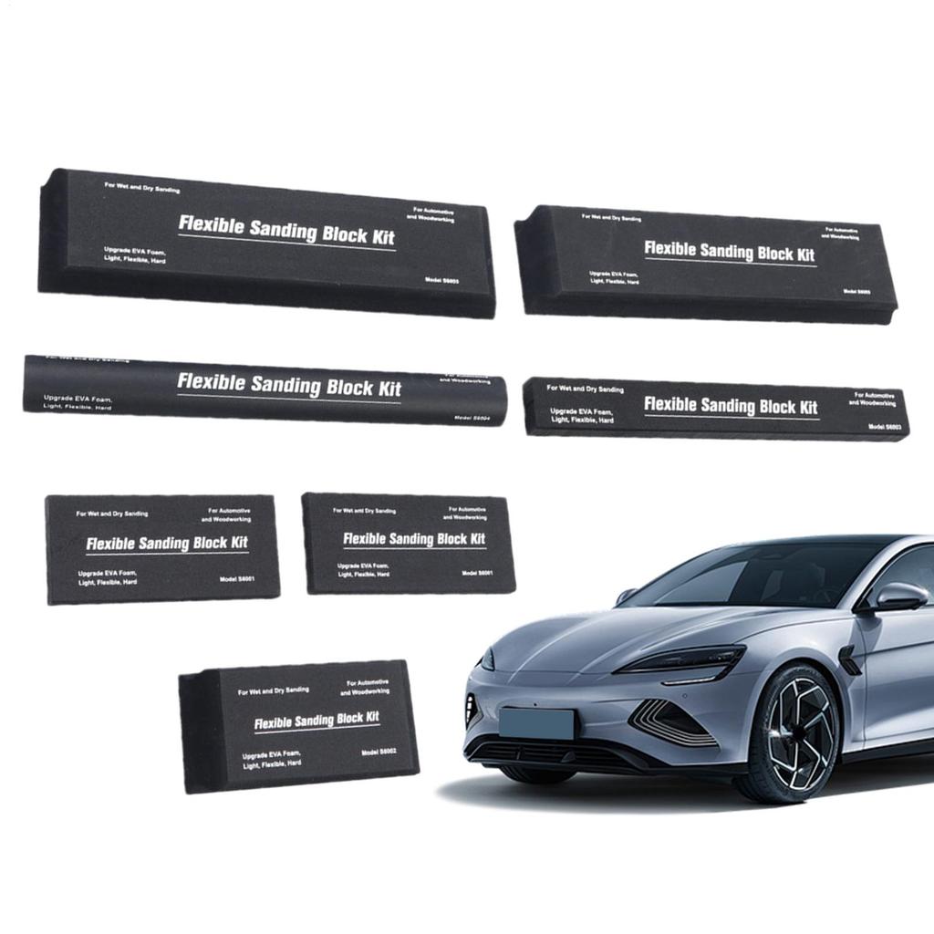 Набор из 7 шлифовальных блоков для кузова автомобиля, автомобильные шлифовальные блоки, гибкая пена ЭВА, набор шлифовальных блоков для мокрого или сухого шлифования