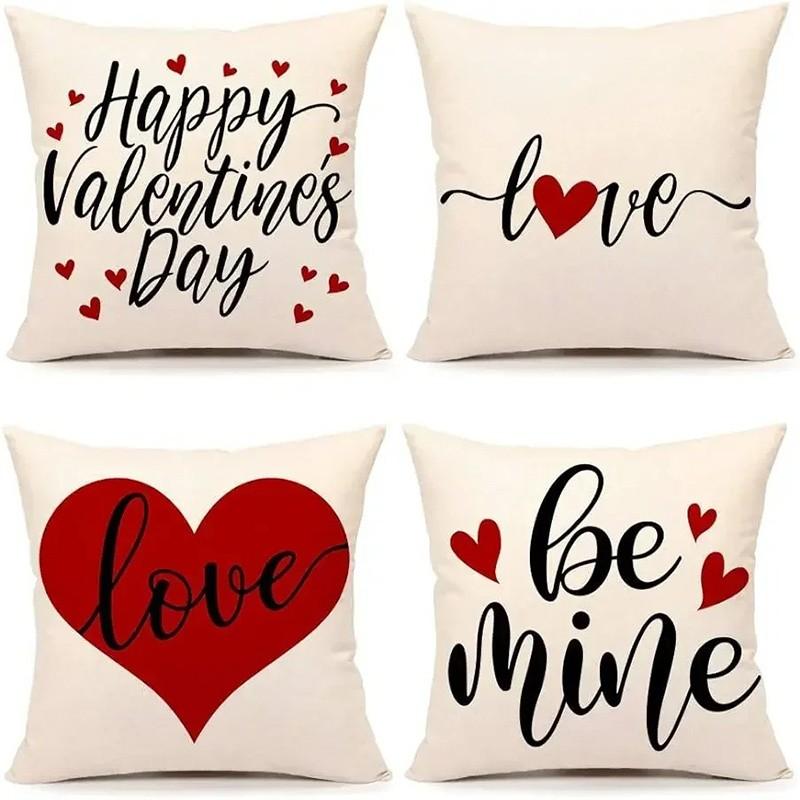 ValentineS Day Love Themed Pillow Covers Pattern Cushion Cover Suitable For Sofa Bedroom Car Pillow Cover