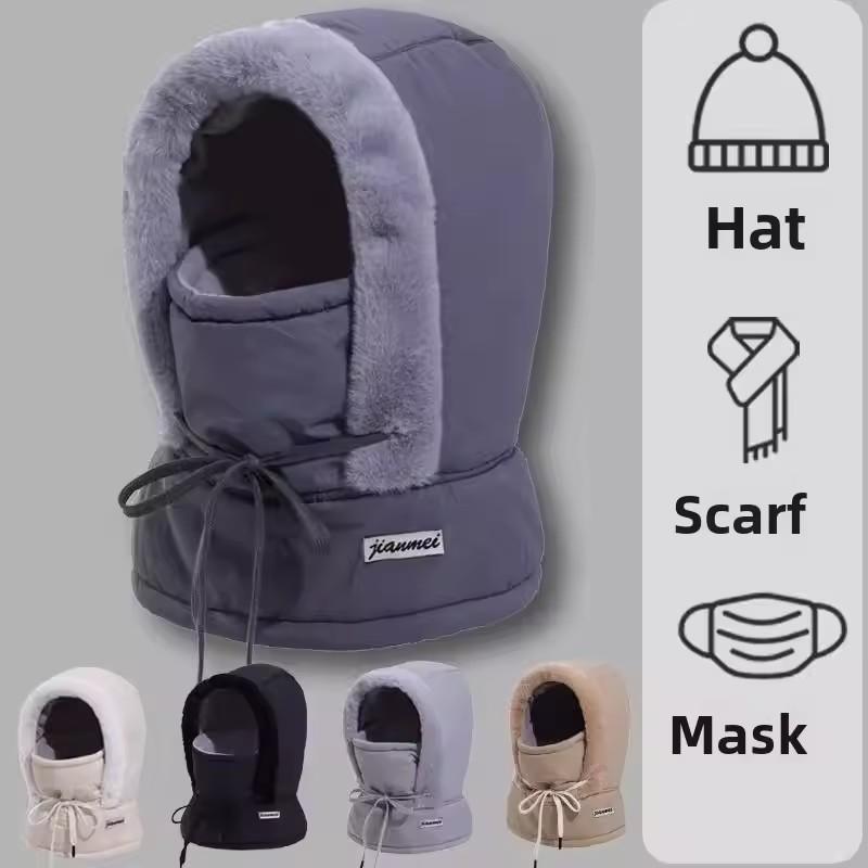 Winter Motorcycle Warm Neck Gaiter Windproof Outdoor Sports Mask Face Balaclava Cotton 3-in-1 Beanies Cap Warm Face Protection