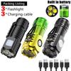 LED Strong Light Flashlights Rechargeable Multi functional for Long Range Portable Outdoor Home Mini Flashlight Cap Clip Light