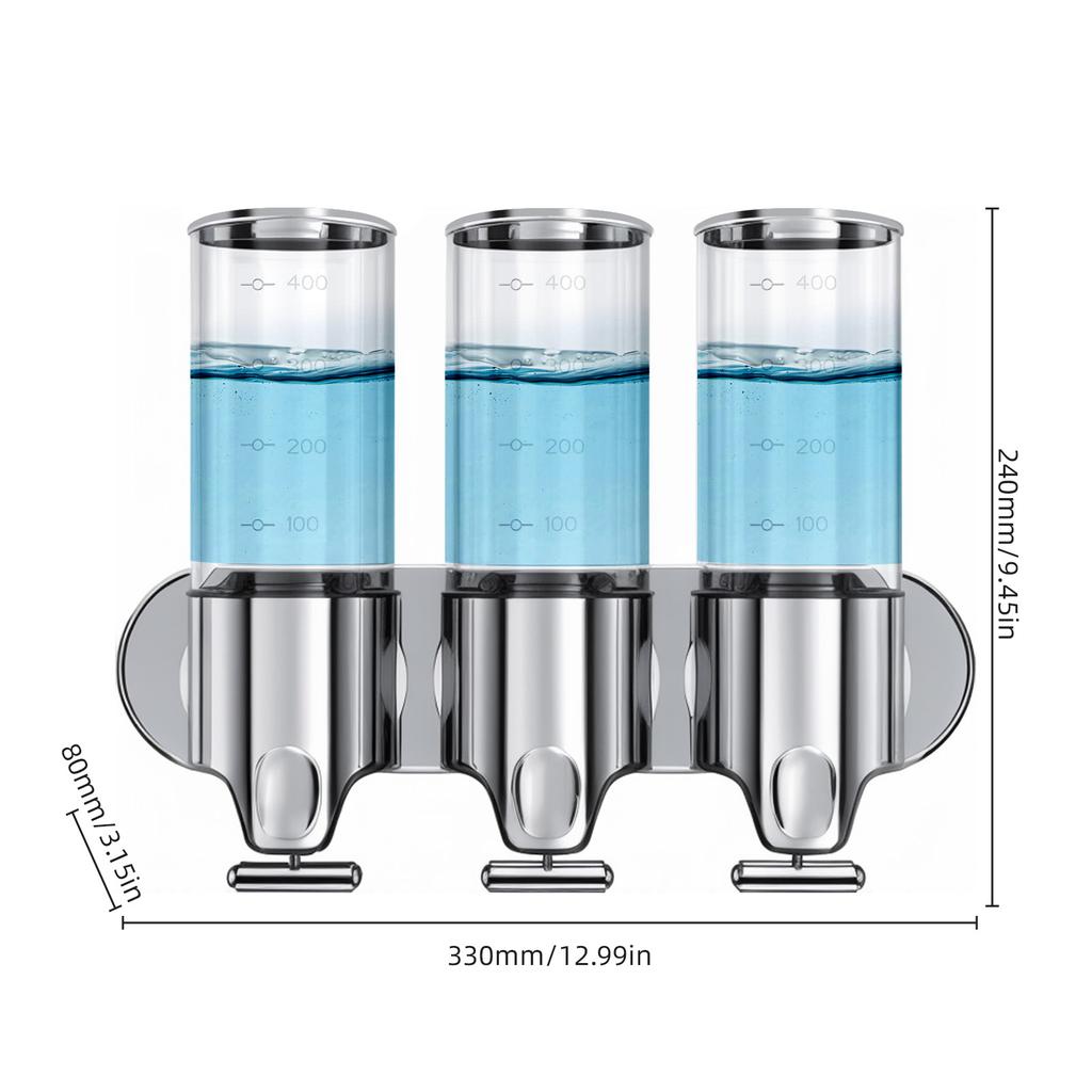 Дозатор мыла для душа 3-в-1, камера 3x500 мл, настенный насос для душа без отверстий в ванной комнате