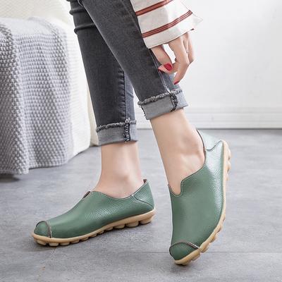 Туфли-лодочки для женщин, кожаные женские туфли большого размера, износостойкие мягкие туфли на плоской подошве, женские весенние туфли