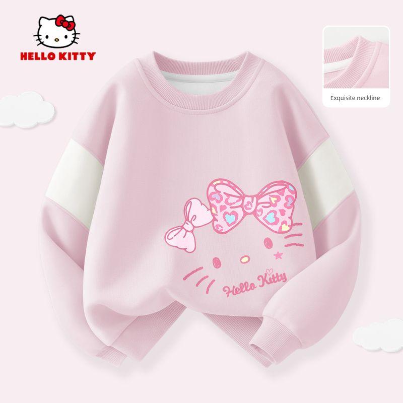Весенний наряд для девочек Hello Kitty 2026 Новый свитшот и джинсы Детский весенний комплект из двух предметов Тонкий модный стиль