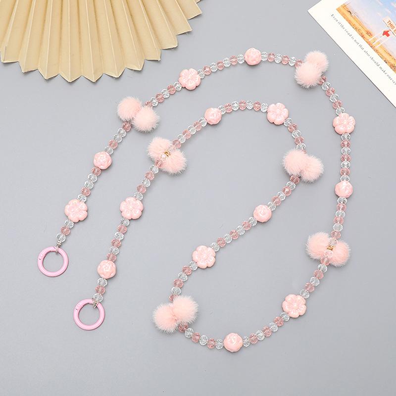 Plush Bead Crossbody Chain Phone Strap Crossbody Lanyard Backpack Lanyards Long Mobile Phone Rope Pendant Camera Strap