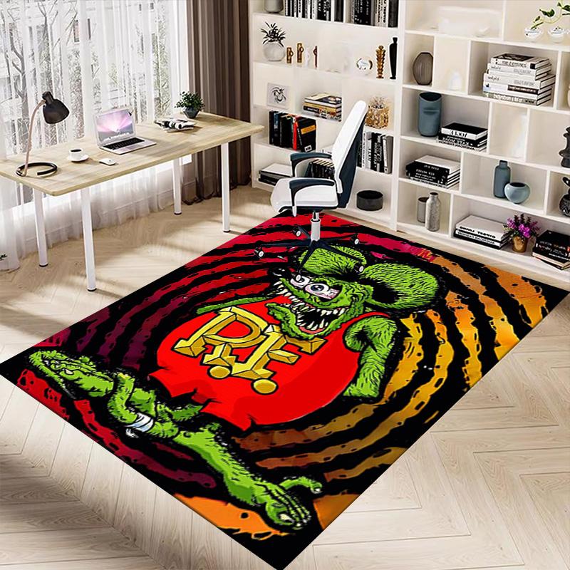 Rat Fink'S Underground Cave Carpet For Playroom Bedroom Living Room Sofa Home Decorkids Game Area Rug Nonslip Floor Mat