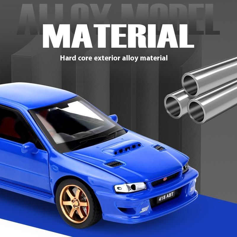 Масштаб 1/32 Subaru Impreza WRX STI Модифицированный автомобиль Металлическая литая модель автомобиля со звуком и светом Оттягивающийся назад Подарок на день рождения для ребенка