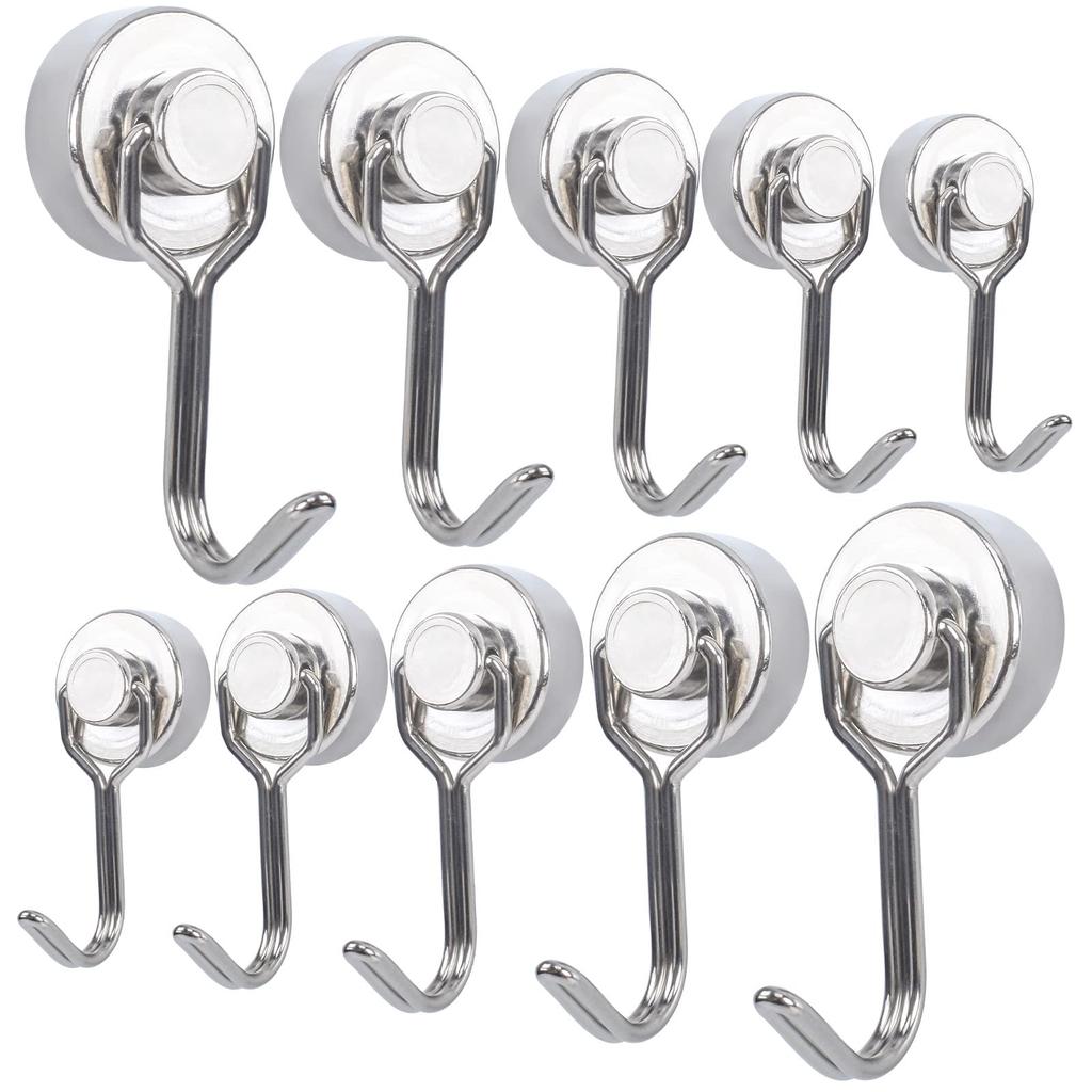 Set of 10 Super Strong Neodymium Magnet Stainless 20mm Suitable for and Bathrooms Hooks, Steel, Rust-Resistant, Wall-Mounted, Diameter, Classrooms,